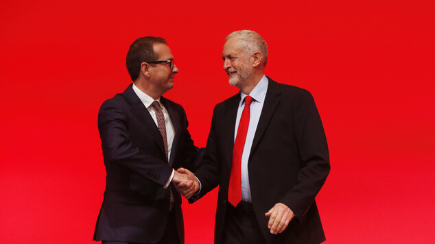 Owen Smith congratulates Jeremy Corbyn